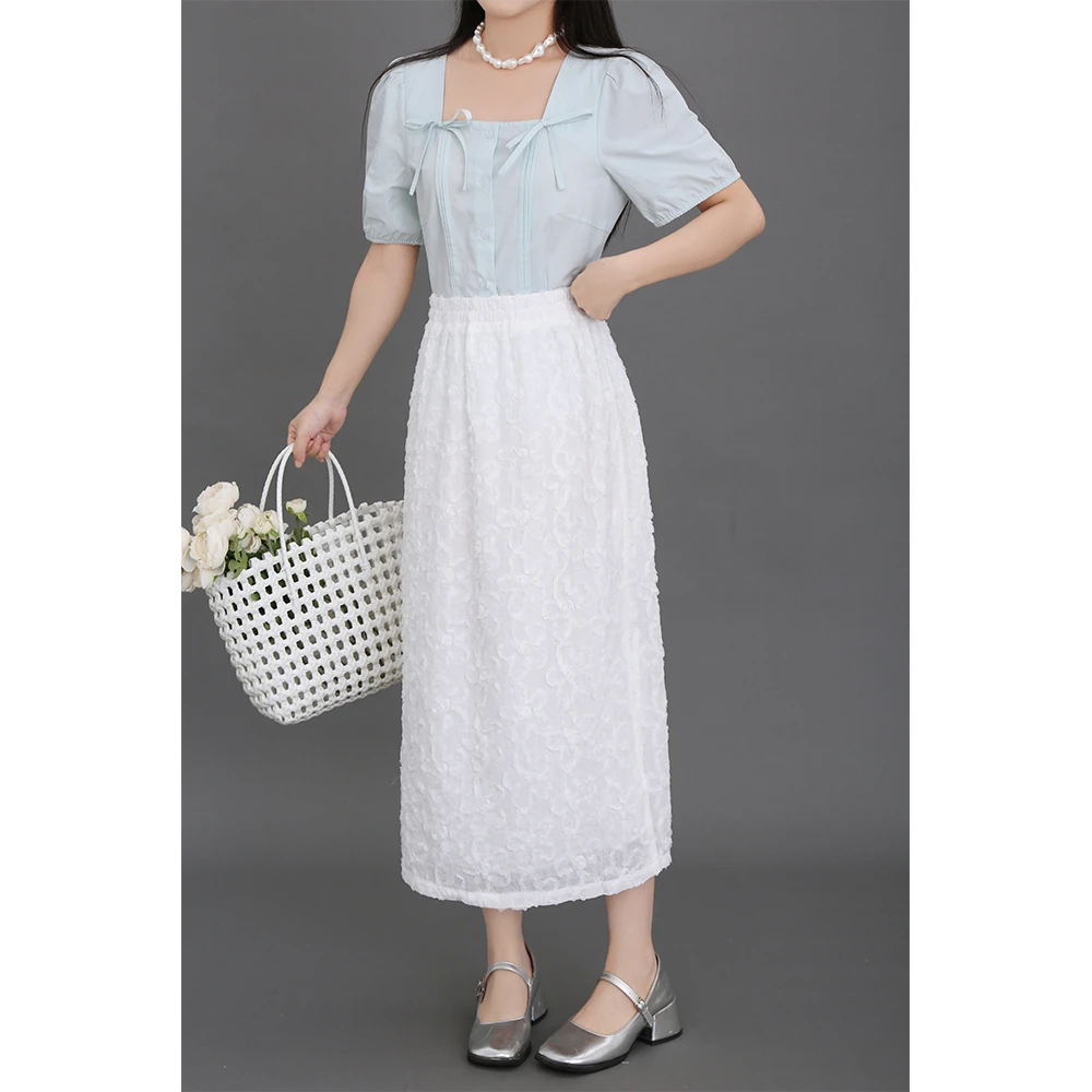 【C】大码女装夏季新款纯色半身裙白色 2911