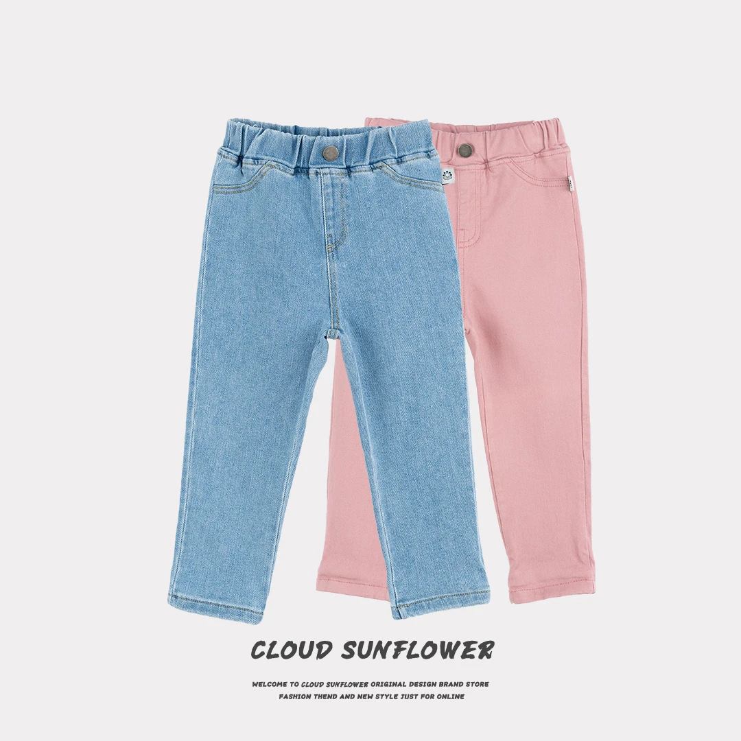 【21712】   儿童一扣彩色高腰弹力纯色铅笔牛仔裤