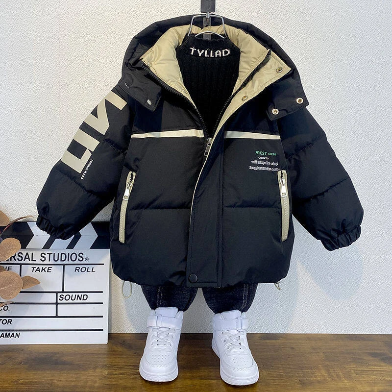 白鸭绒宝宝冬季棉服男童加厚新款外套棉袄2025洋气痞帅羽绒服儿童