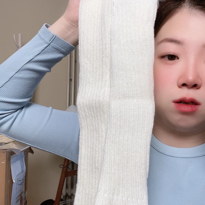 三醋酯纤维羊➕绒袜套白色福利