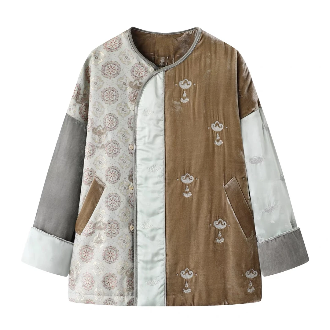 【D3168】国风外套棉服新风潮25年冬复古风新中式刺绣棉服外套