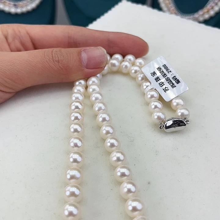 淡水珍珠颈饰银S925镶嵌卡8极光炫彩高品
