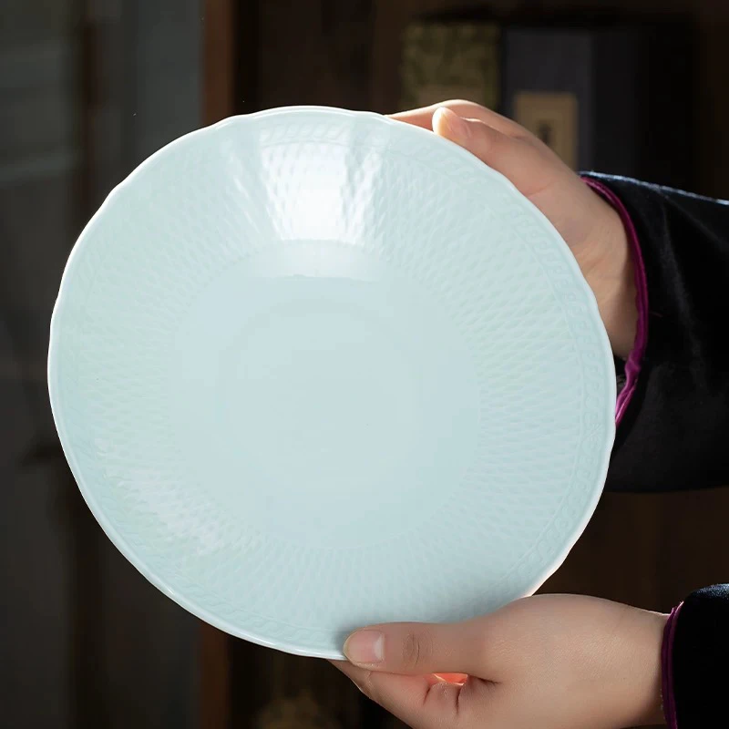 景德镇五花马8寸爱丽丝浅盘（影青）