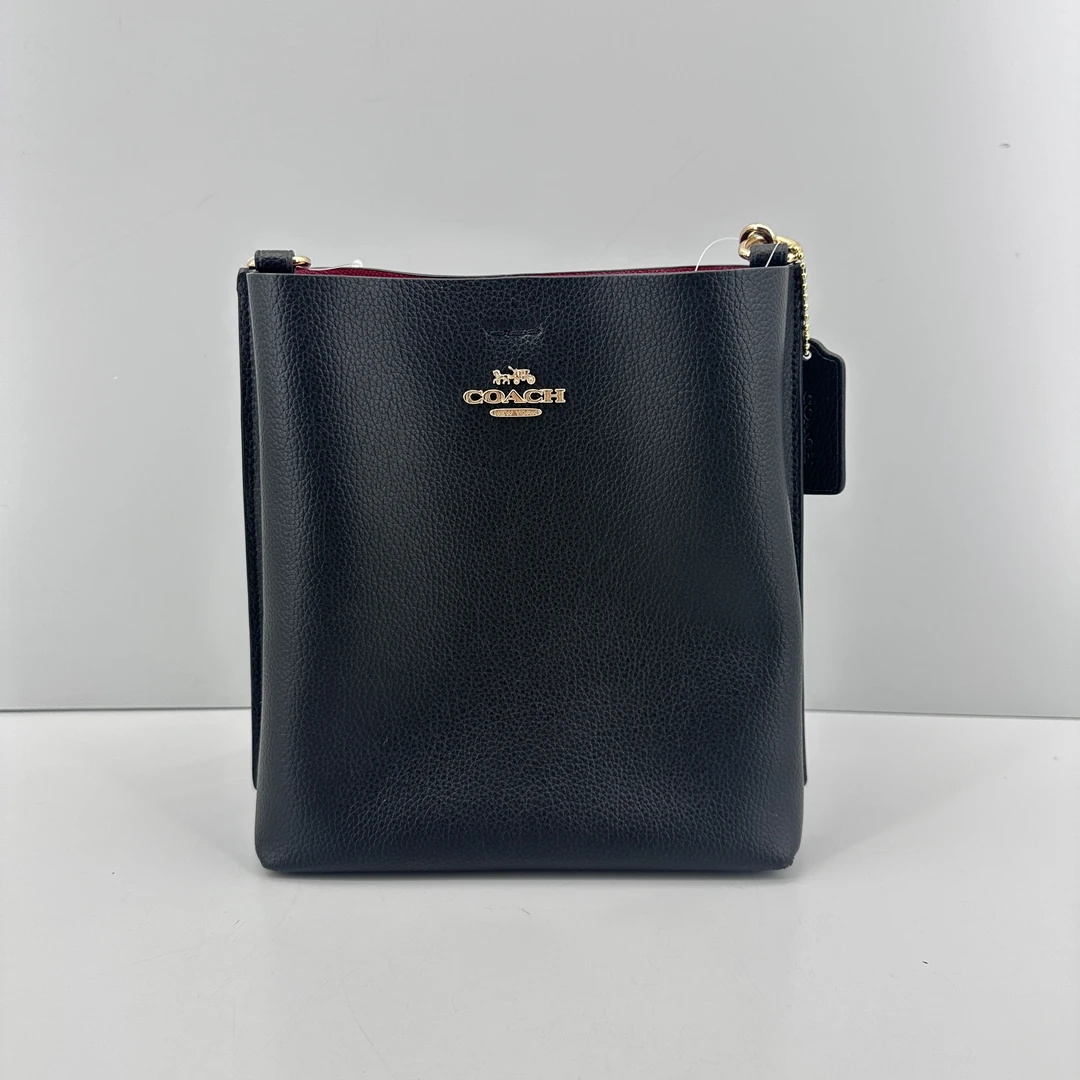 95新 COACH/蔻驰 mollie黑色小号水桶包20x22x10cmM021110