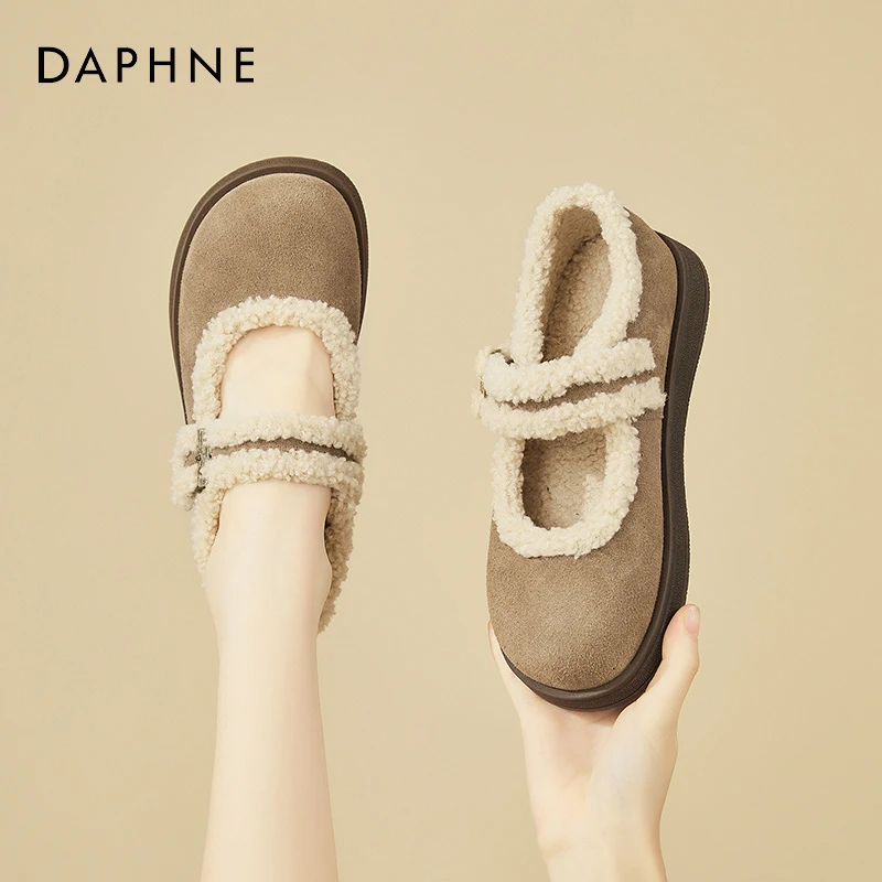 达芙妮泡芙玛丽珍单鞋2025冬季新款软底保暖加绒休闲复古勃肯女鞋