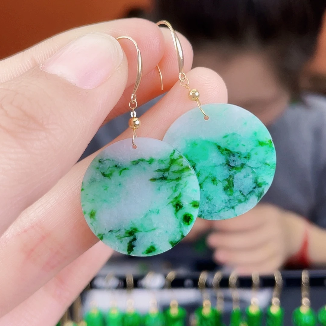 翡翠18K金镶嵌耳饰