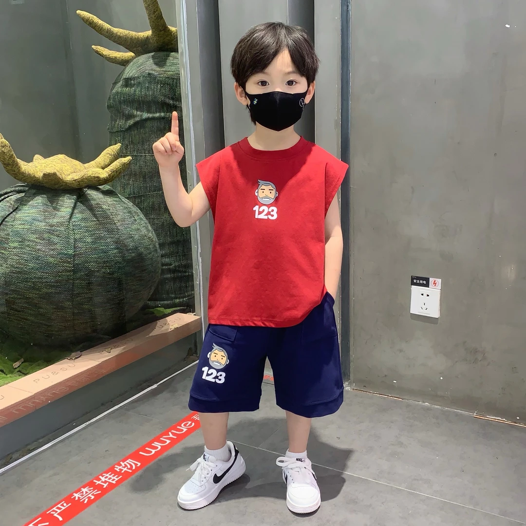 男童夏装套装2025新款儿童装小男孩休闲时尚衣服男宝薄款无袖背心
