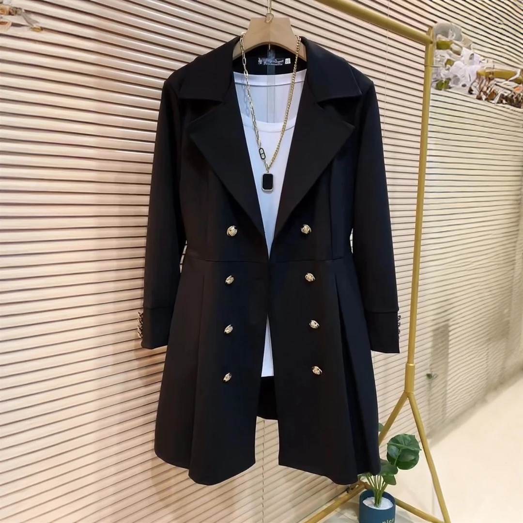 胖妹妹大码女装显瘦遮肉西装开衫上衣春秋新款时尚气质风衣外套女