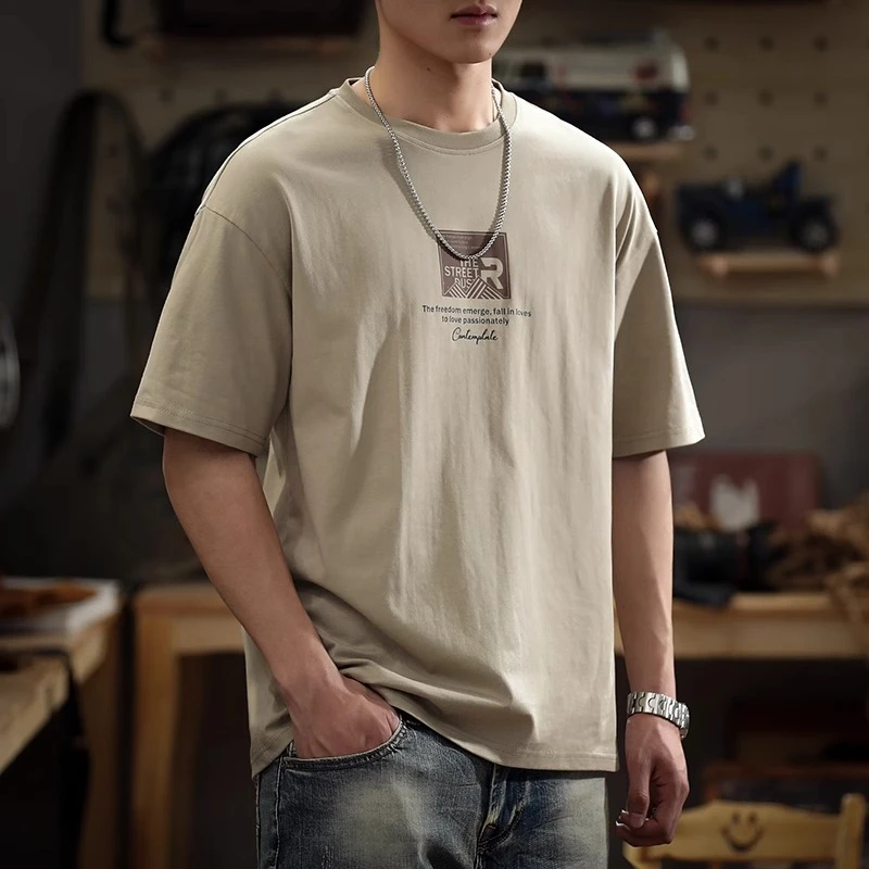 MR.MUDI/穆迪先生美式复古潮牌纯棉短袖t恤男夏季宽松痞帅ins休闲