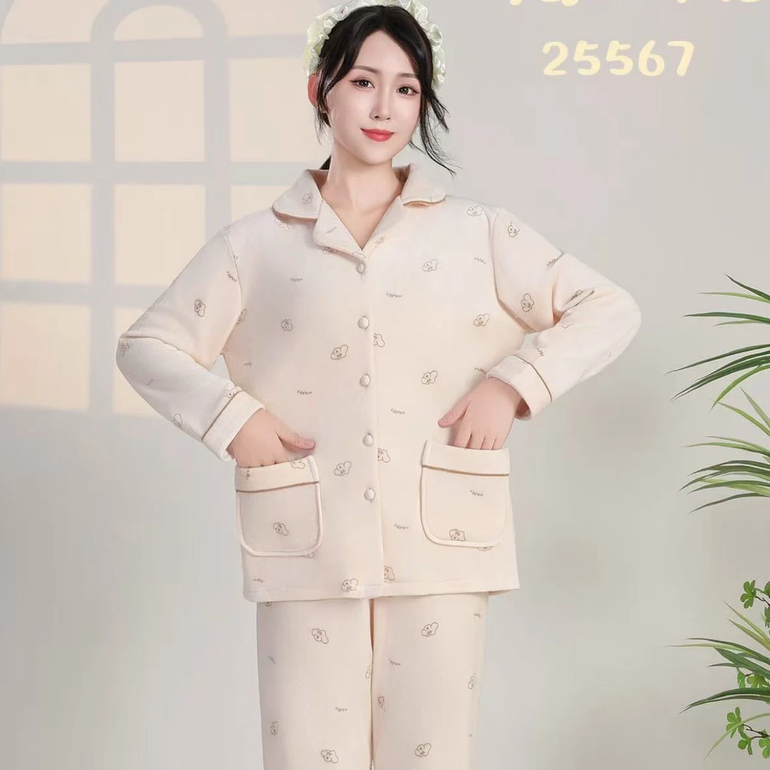 女士睡衣，清新休闲，可外穿，家居服套装