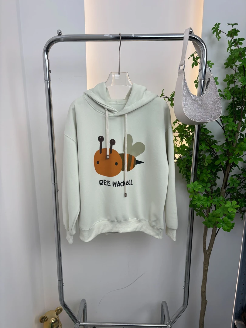 2025年春季新款卫衣女款连帽重磅套头小蜜蜂图休闲百搭时尚卫衣