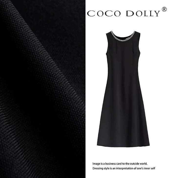COCO DOLLY南油高端女夏季正装通勤气质V领无袖连衣裙130104