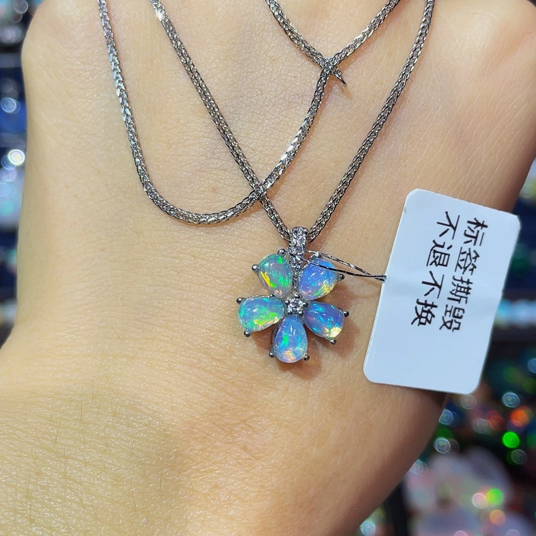 请***菜欧泊银S925镶嵌吊坠