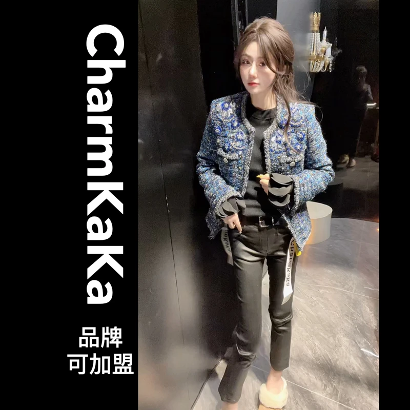 【时髦精】90179自带腰带复合松紧腰皮裤休闲裤