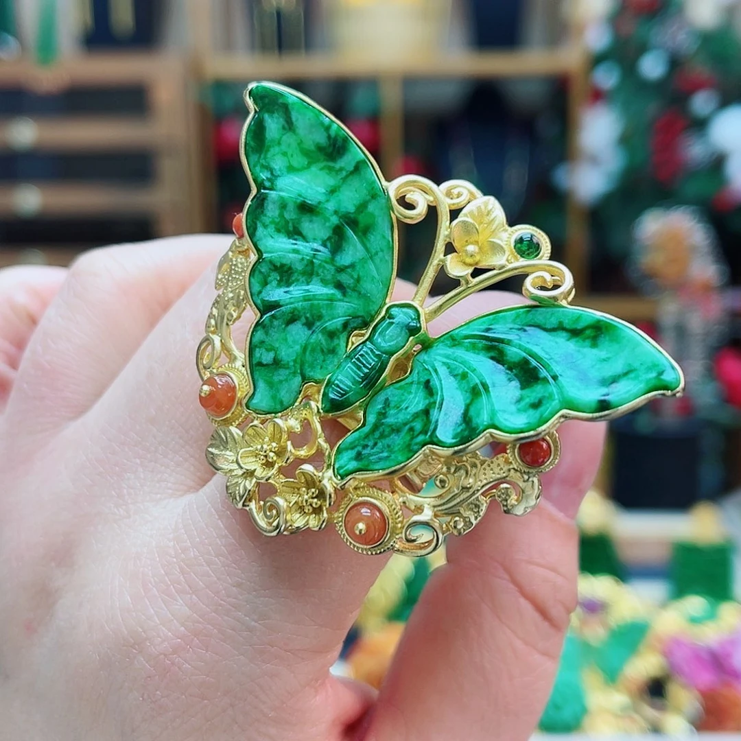 银S925镶嵌戒指翡翠48小时鉴赏期