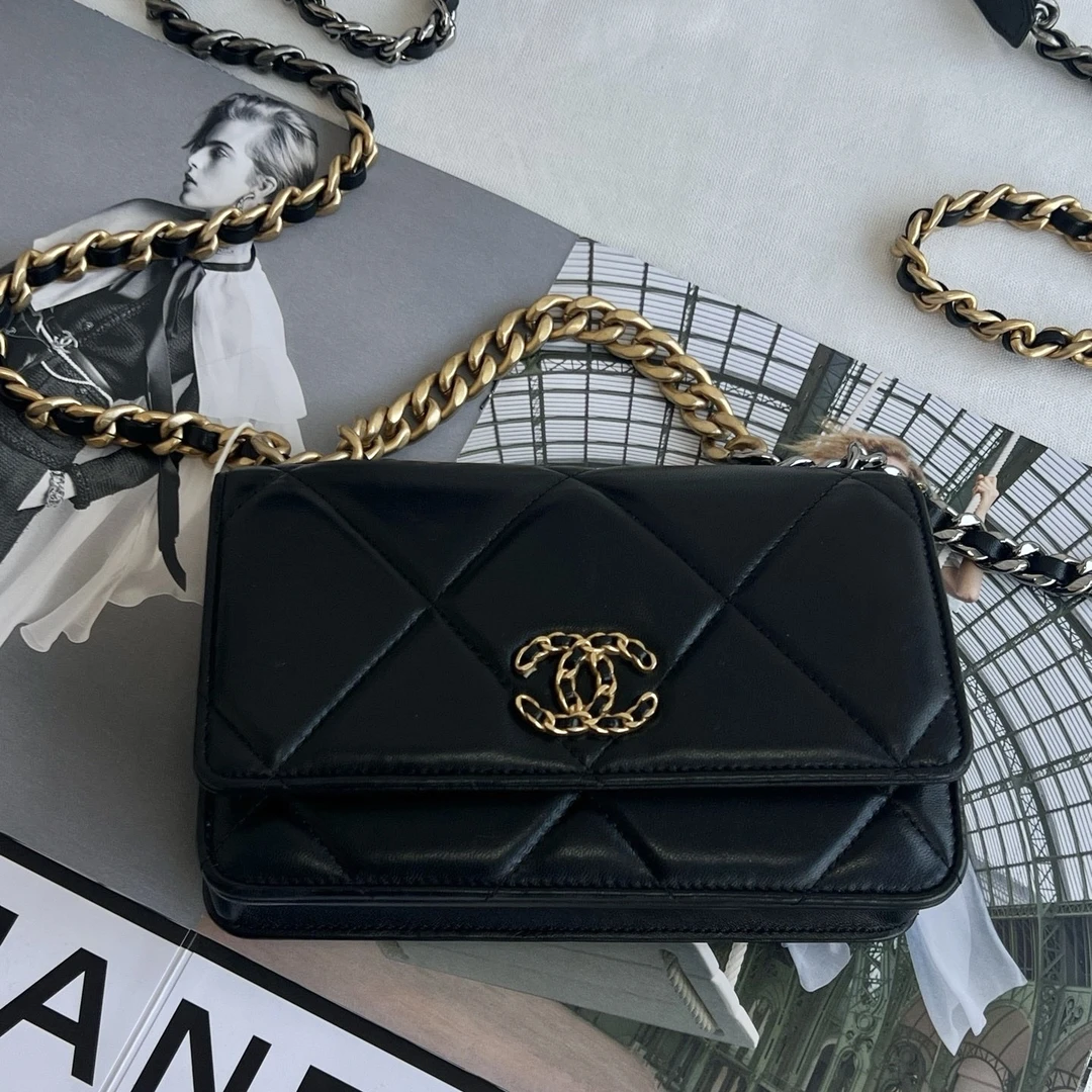 99新 Chanel/香奈儿 香奈儿黑金19bag woc单肩斜挎包 芯片款