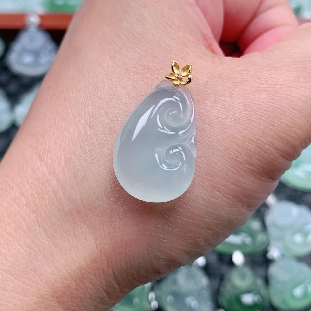 翡翠18K金镶嵌吊坠(不含链)
