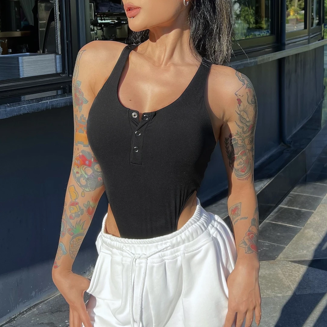 带胸垫欧美连体吊带文胸健身瑜伽舞蹈休闲内衣背心露腰修身性感