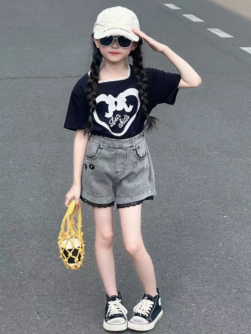 洋气百搭【爱心蝴蝶结短裤-套装】夏款2025女童套装