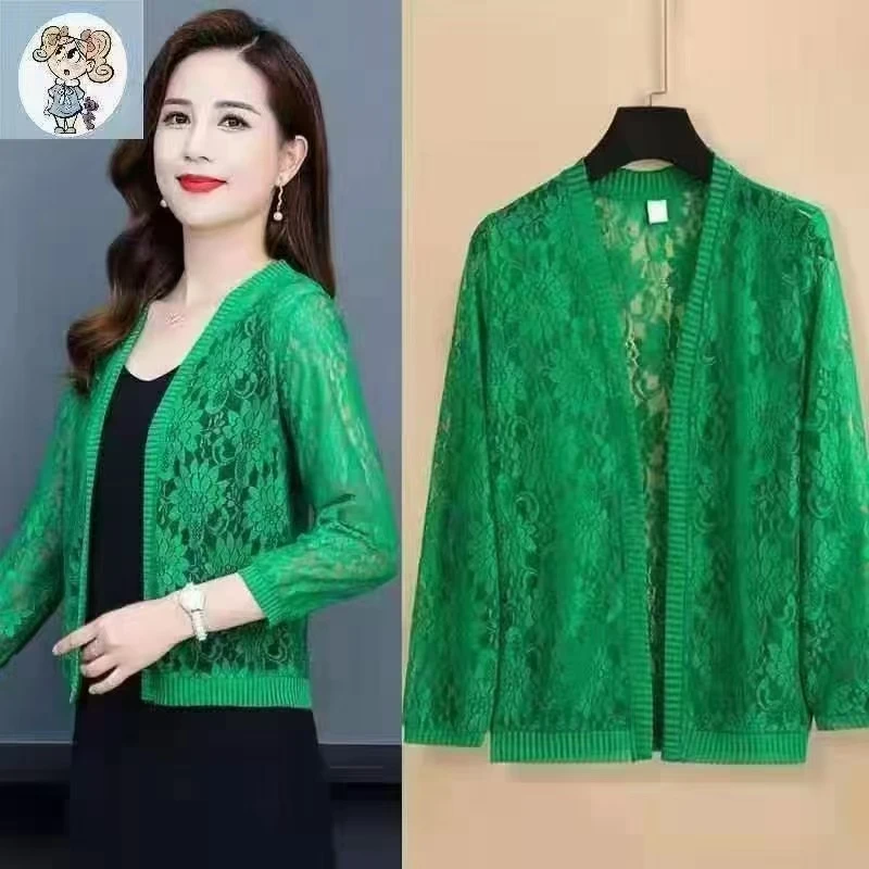 蕾丝开衫衣女外套七分短款披肩新款夏季大码裙子防晒空调上衣