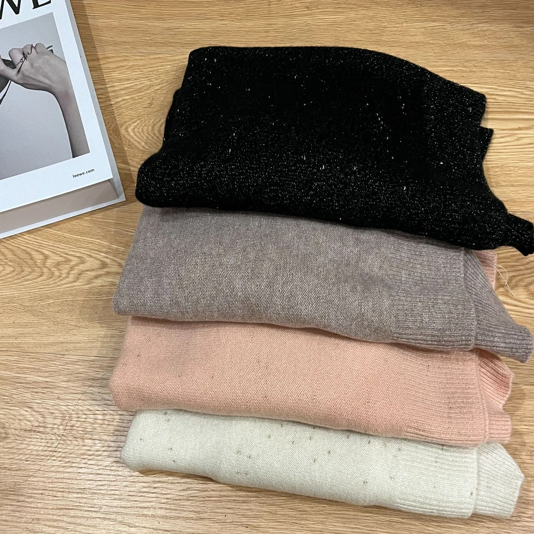 【拾艺】繁星女士羊绒保暖圆领金丝金线羊毛针织衫