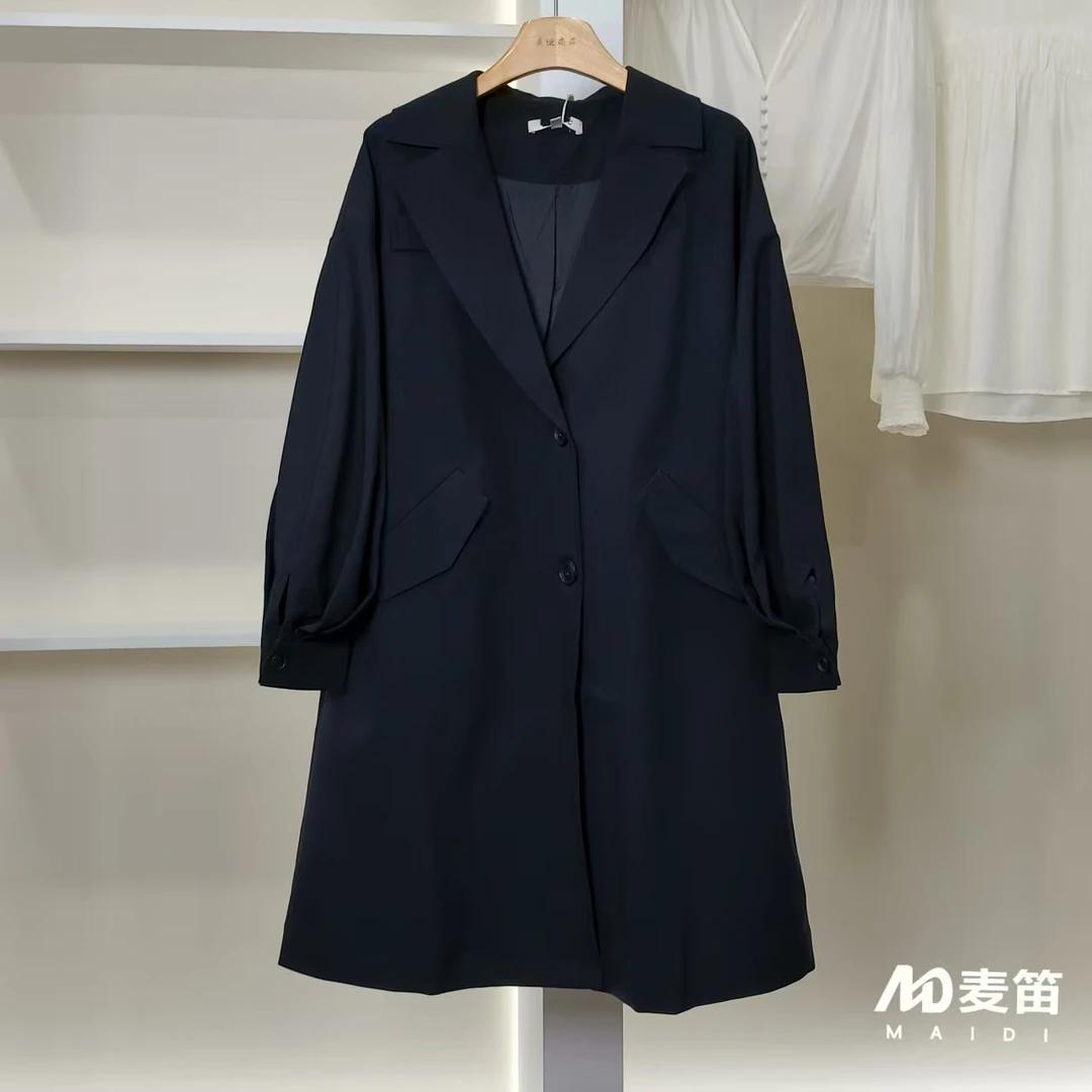 【麦笛·品牌新款】5082677 春秋气质长款西服风衣外套品牌女装折扣