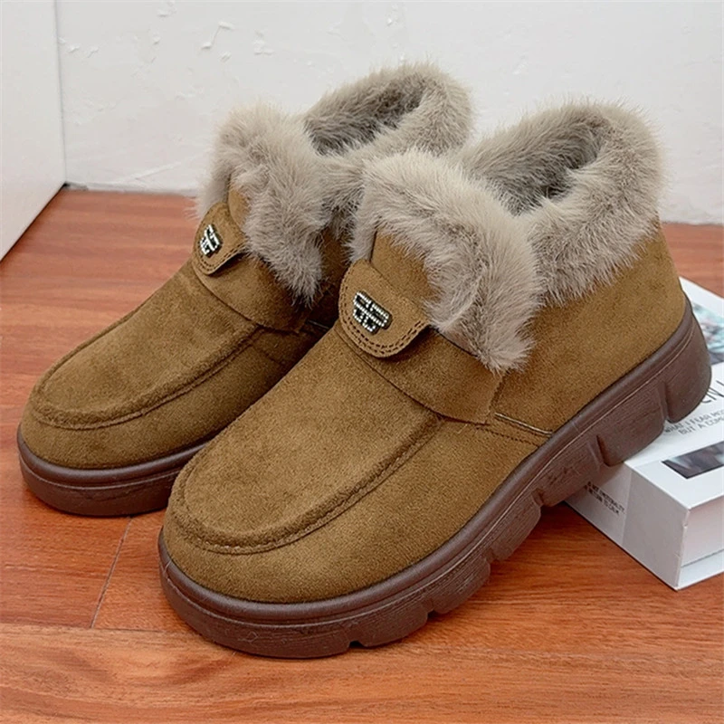 冬季新款老北京棉鞋加绒加厚保暖舒适雪地靴厚底防寒女棉鞋轻便