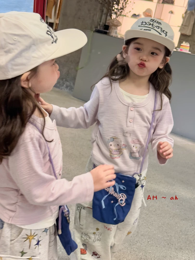 【铁锤甄选】女童kt猫假两件上衣3786＋涂鸦裤438054