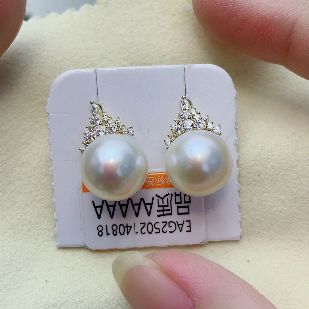 银S925镶嵌耳饰淡水珍珠w21