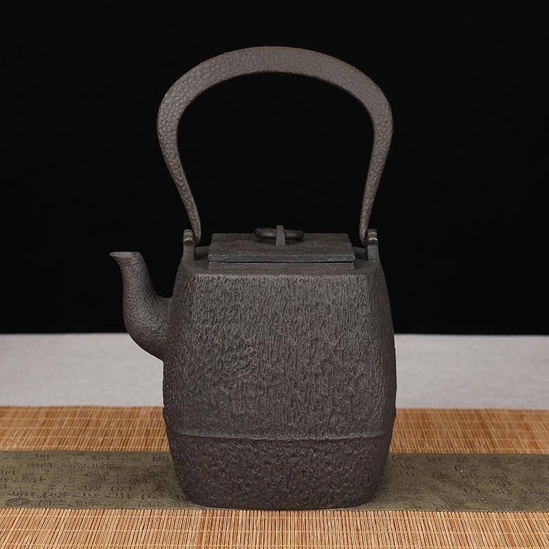 四方器烧色1000毫升砂铁壶纯手工烧水泡茶专用失蜡法