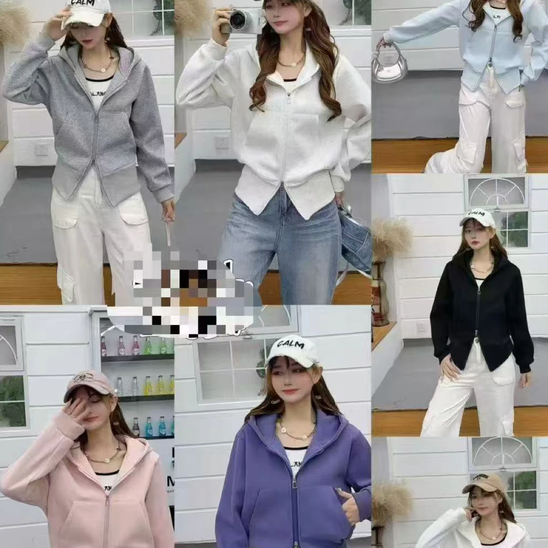 9115拉链短款连帽女韩系慵懒短款外套女装春季带帽