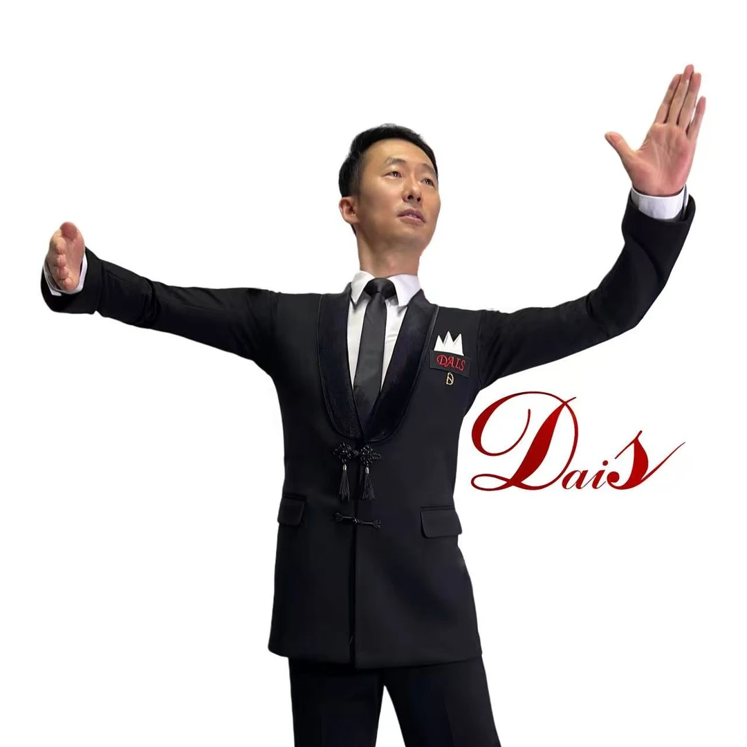 戴氏舞服单排枪驳领进口弹力摩登表演礼服