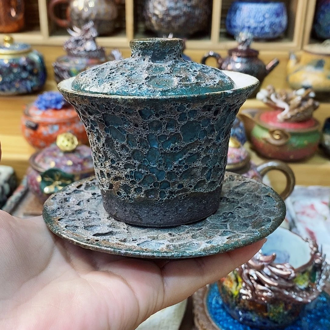 志野柴烧古喜茶器