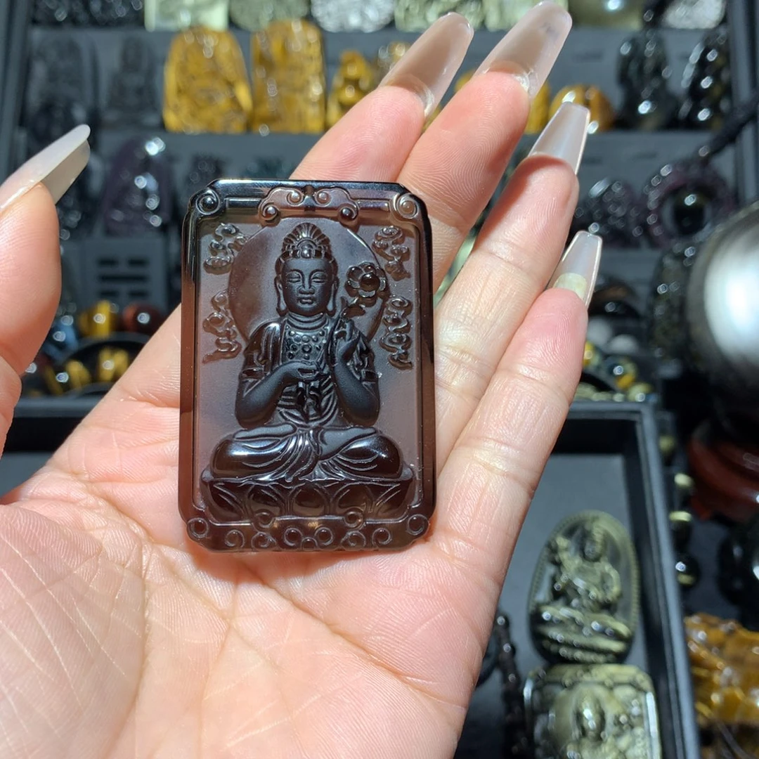 黑曜岩未镶嵌吊坠(赠链)天****意