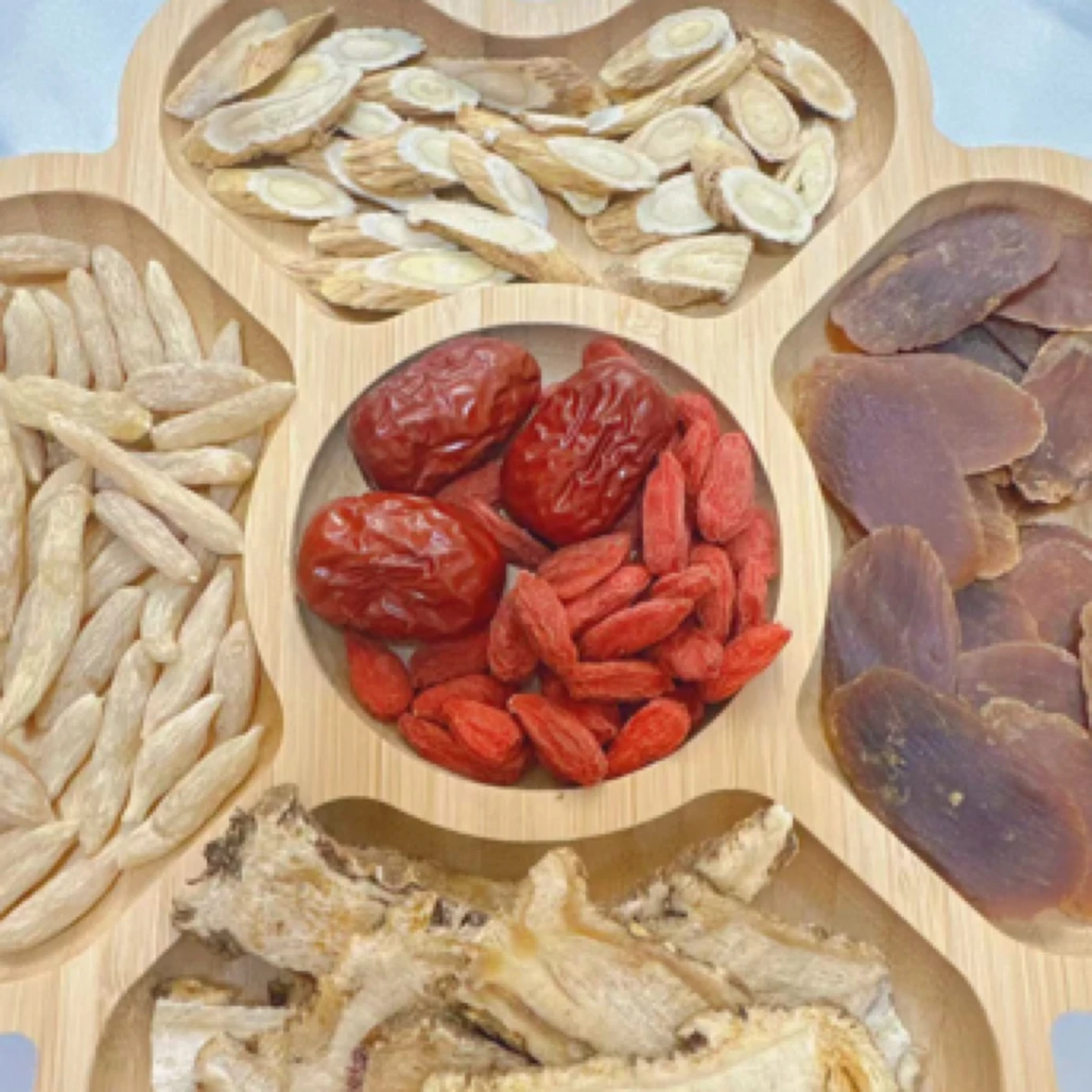 女神茶，气+皿当归红参麦冬黄芪枸杞大枣，熬夜疲乏脸黄