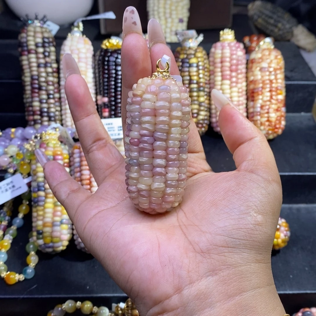 玉鹿****）文玩玉米高货精工墩子碎冰