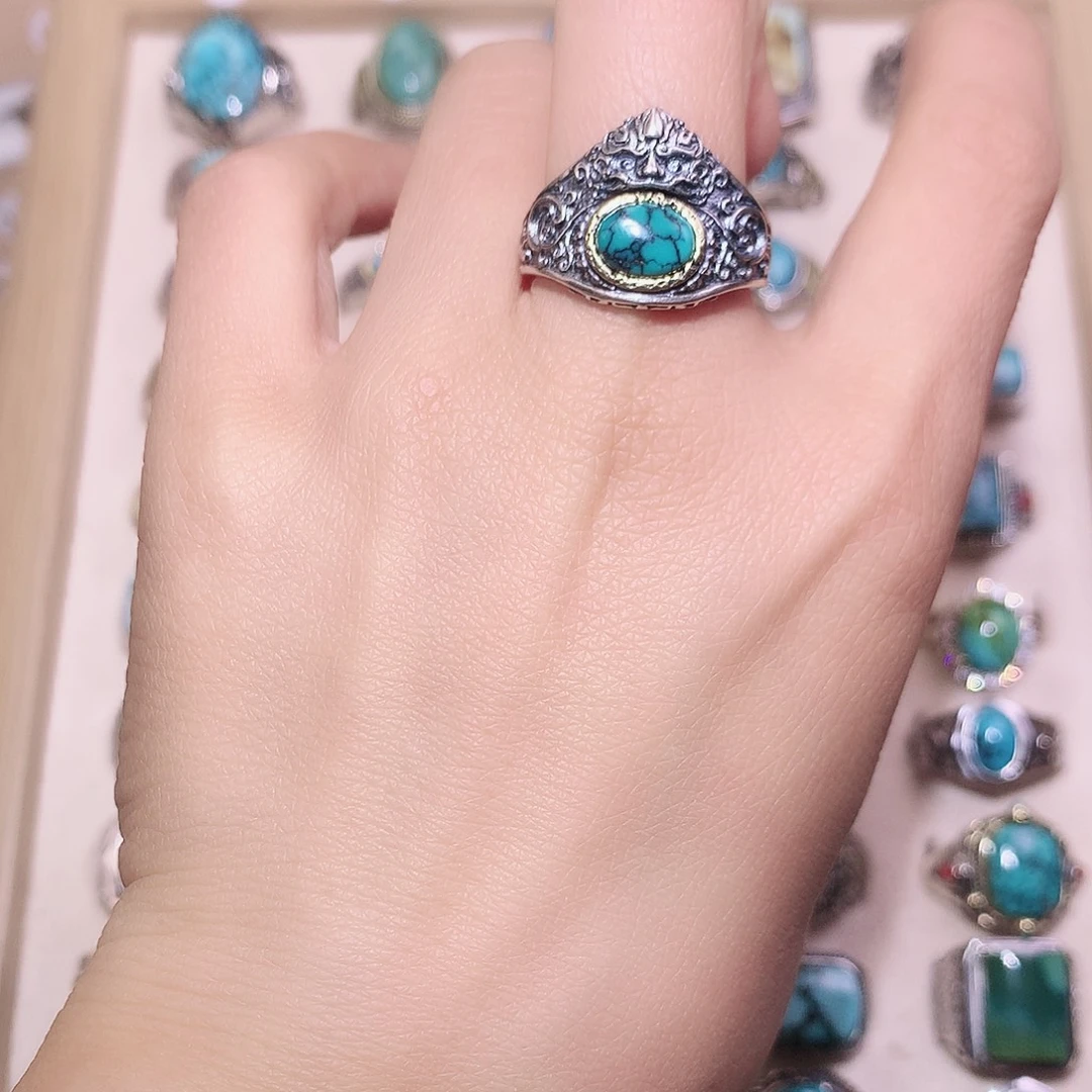 绿松石银S925镶嵌挂件