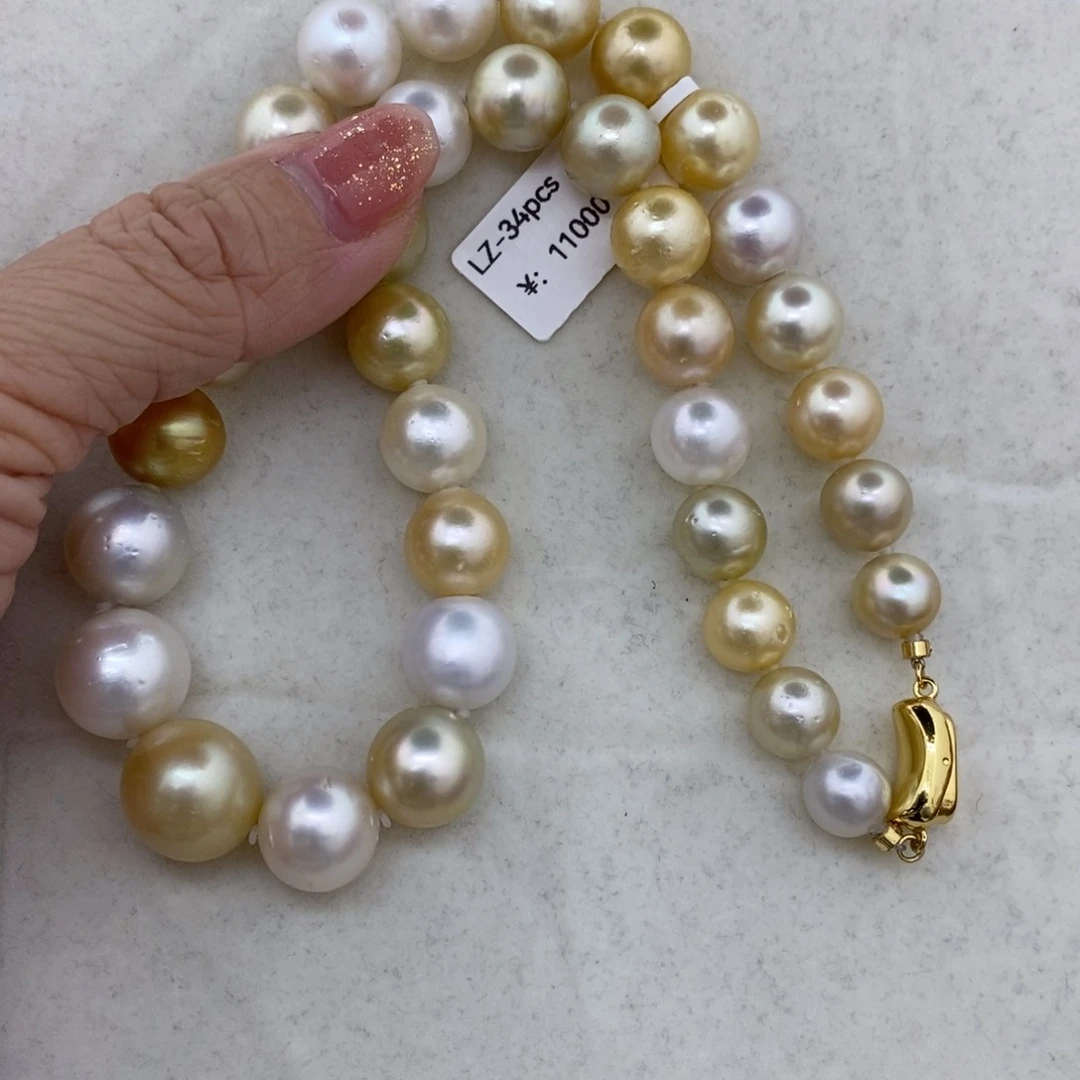 海水珍珠项链银S925镶嵌9.5-15.3