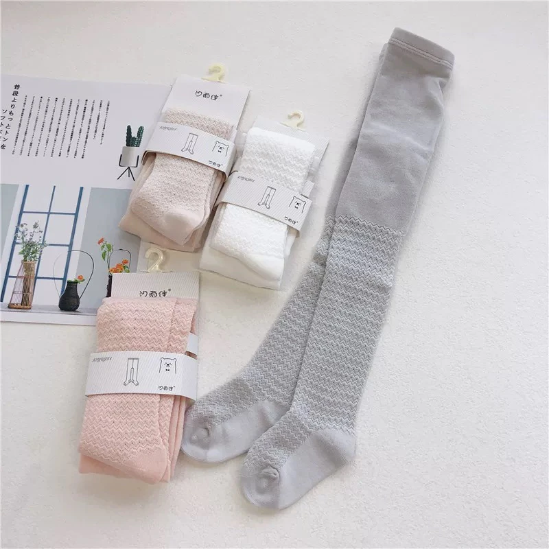 70-105码 女童夏季薄棉网眼连裤袜 婴儿宝宝加档大弹力连脚袜子