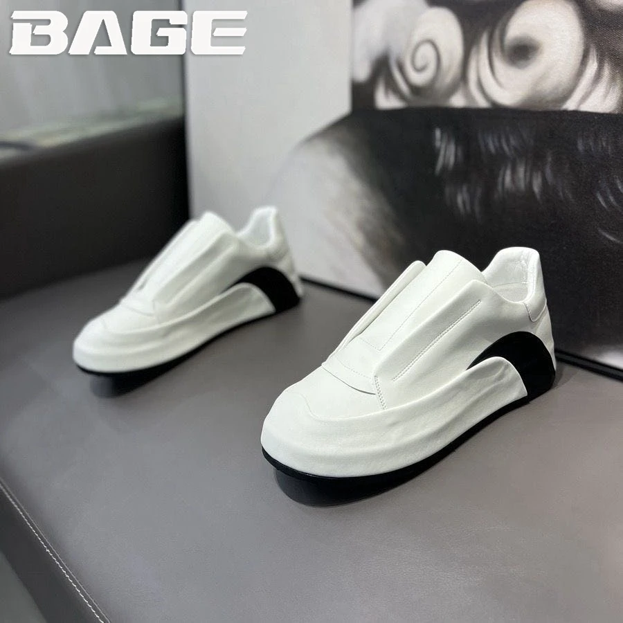 八哥小白男鞋冬季轻奢百搭懒人一脚蹬休闲平板鞋男士增高运动潮鞋