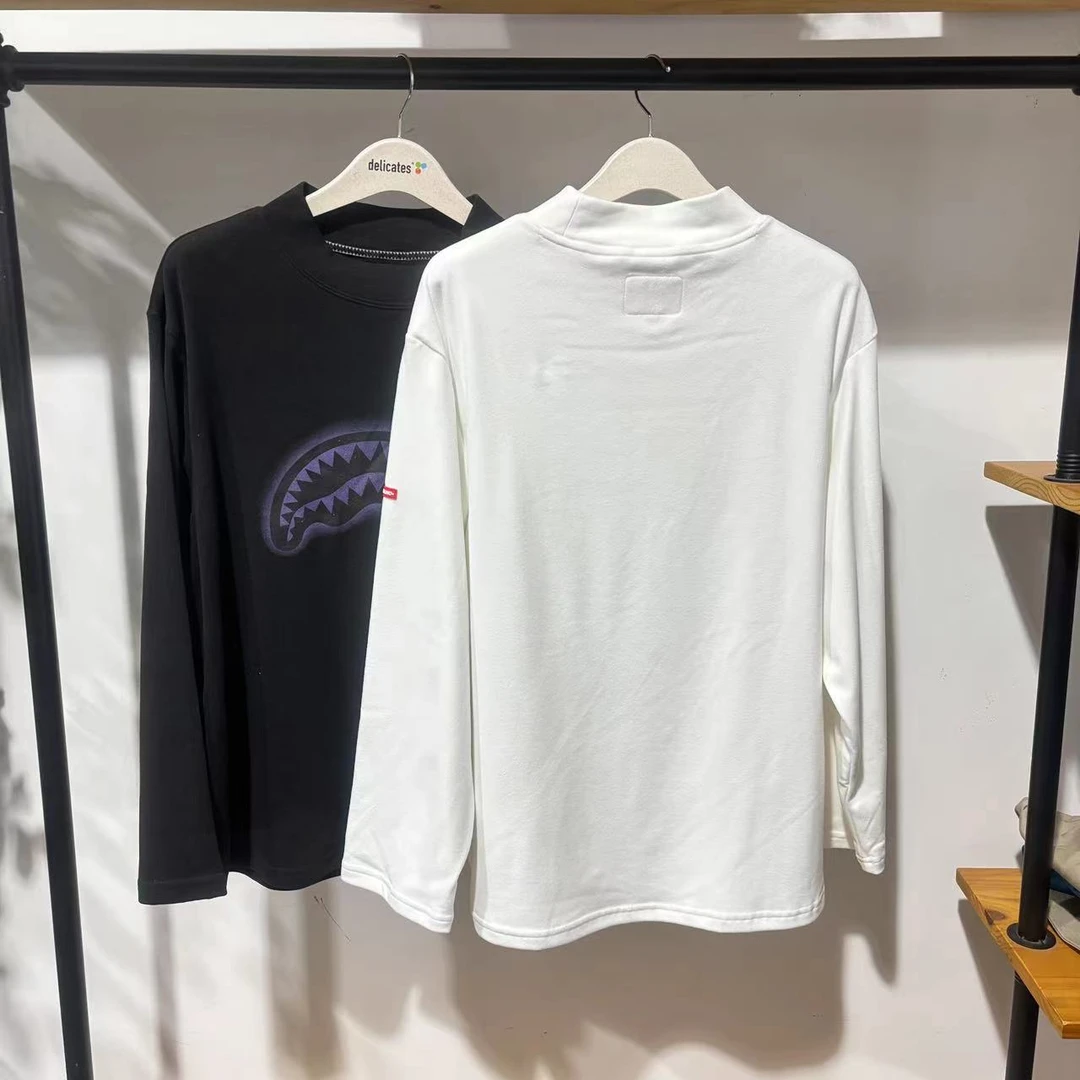 C-1SY微瑕，介意勿拍）潮牌秋季情侣款图案刺绣圆领长袖打低T 40304