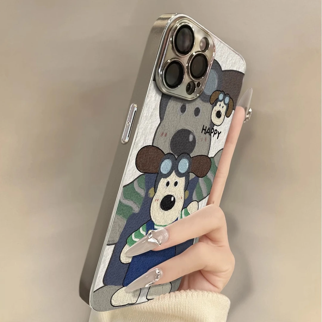 油画狗狗适用苹果16promax手机壳新款男女彩绘iphone15全包防摔14