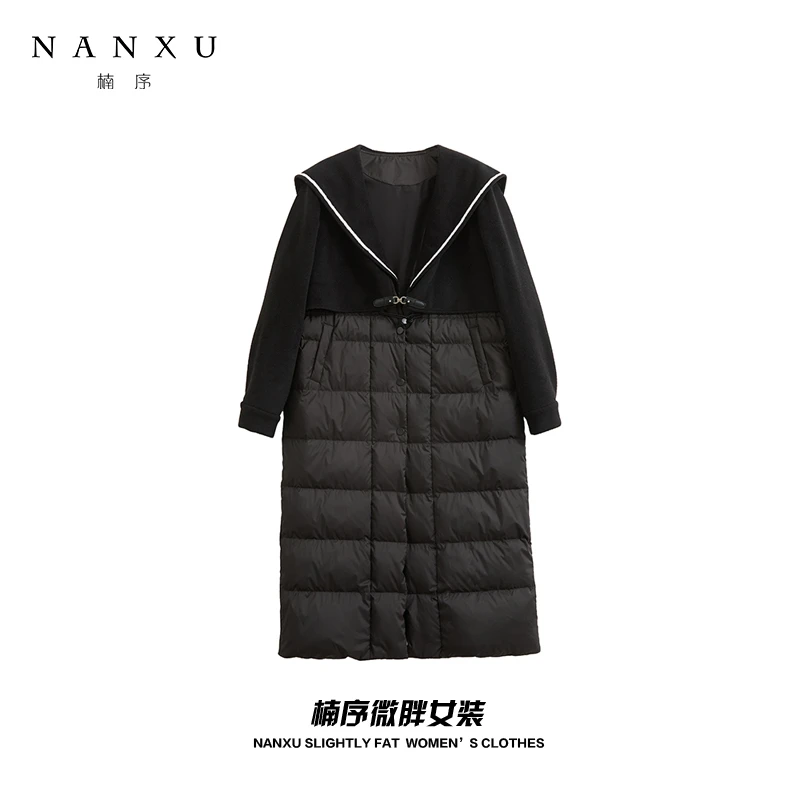 楠序源子微胖女装 洋气衣服女海军领时尚百搭保暖羽绒服YZ33321