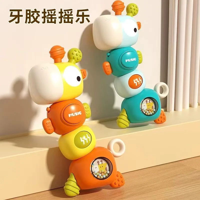 长颈鹿音乐手摇铃牙胶磨牙安抚早教宝宝哄娃神器可啃咬宝宝玩具