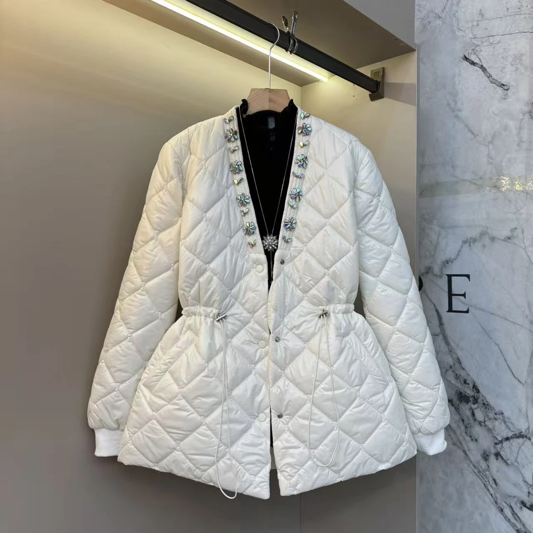 2025秋冬上新胖mmv领时尚重工钉钻洋气保暖显瘦收腰棉服外套2029