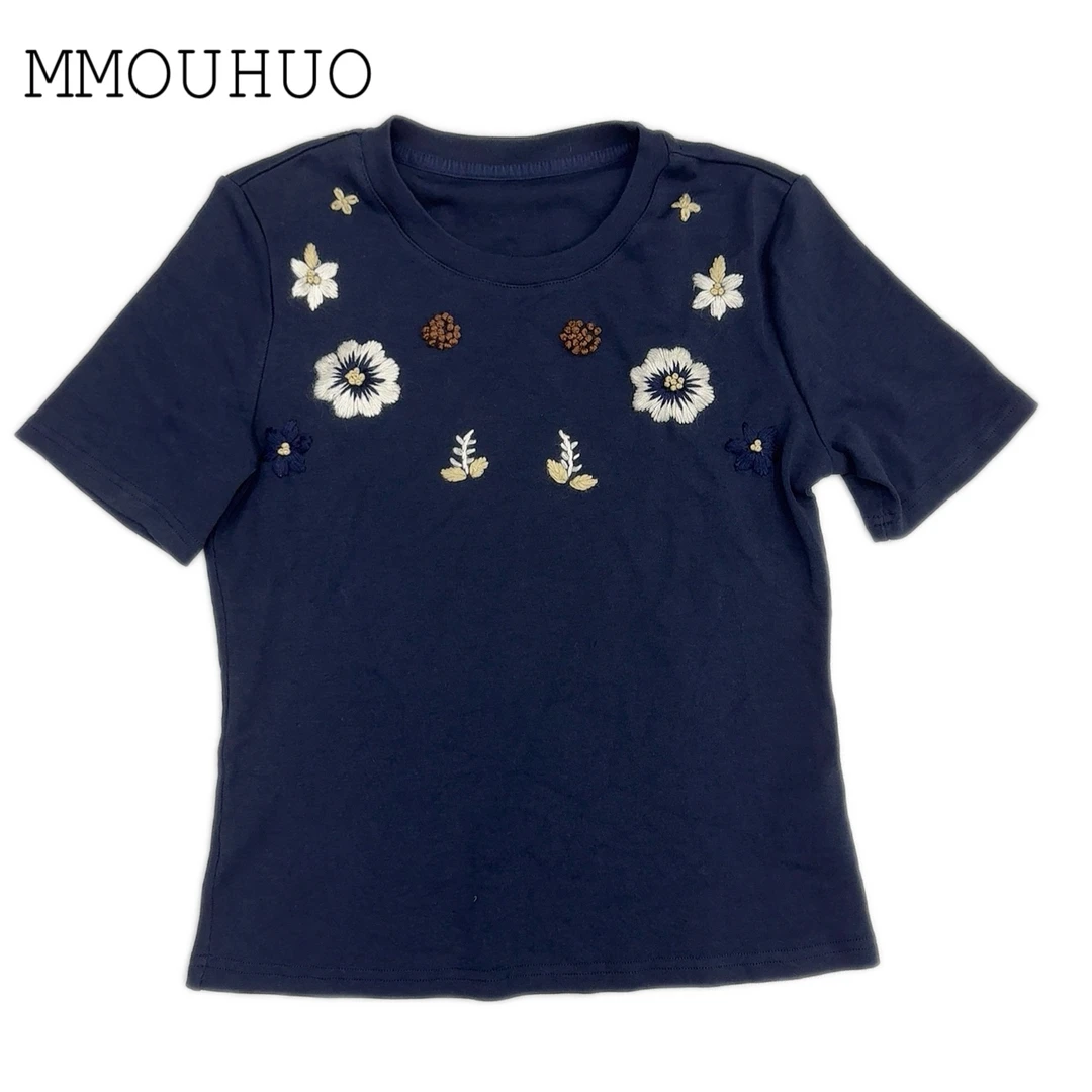 深圳MMOUHUO新款小众设计简约刺绣花T恤