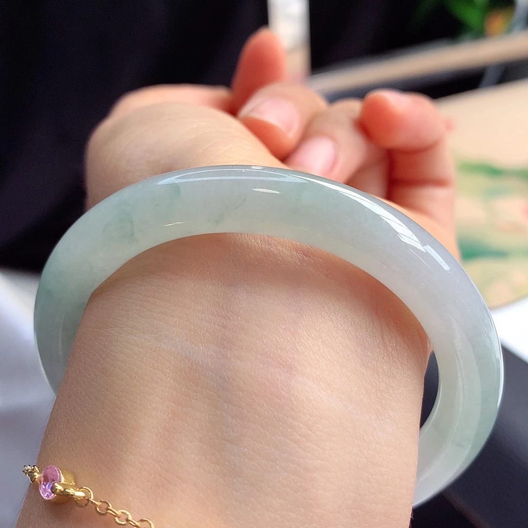 未镶嵌手镯翡翠53-54圈口飘花清新嘎嘎强推大漏12号