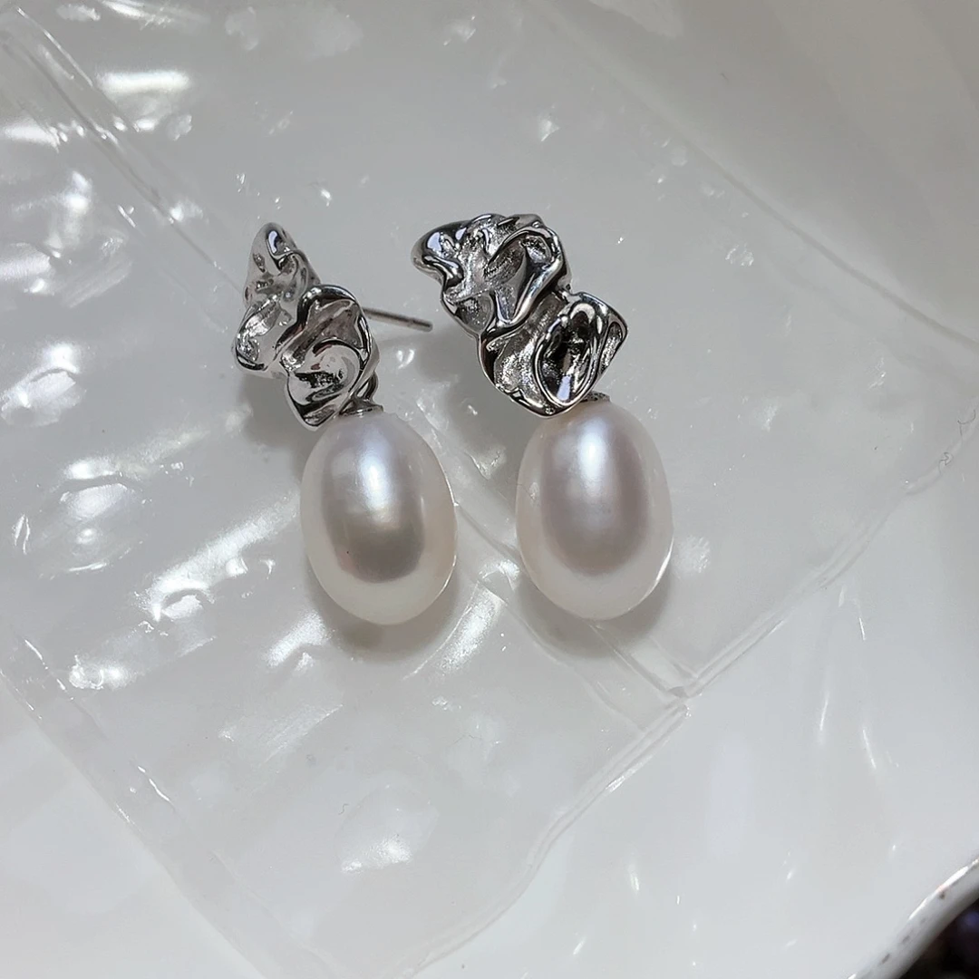 淡水珍珠耳饰银S925镶嵌