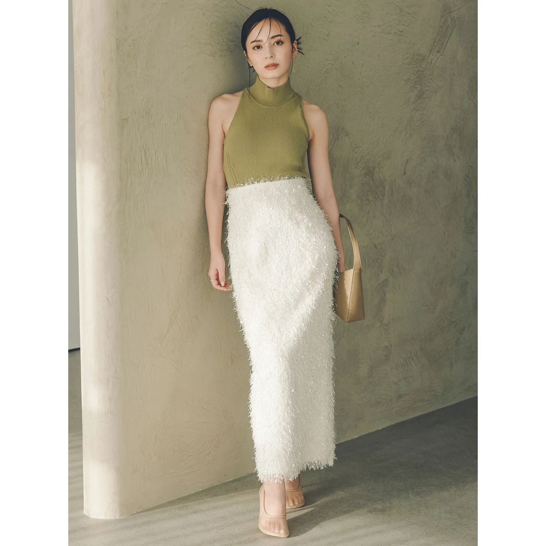 【胖虎家】夏季新款 A 优雅时尚高腰半裙流苏提花开叉半身裙