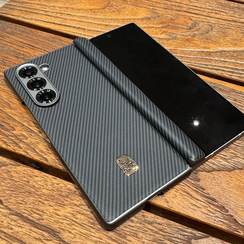 适用三星fold6-5-4凯夫拉纹商务简约铰链中轴防摔保护套w23/fold7